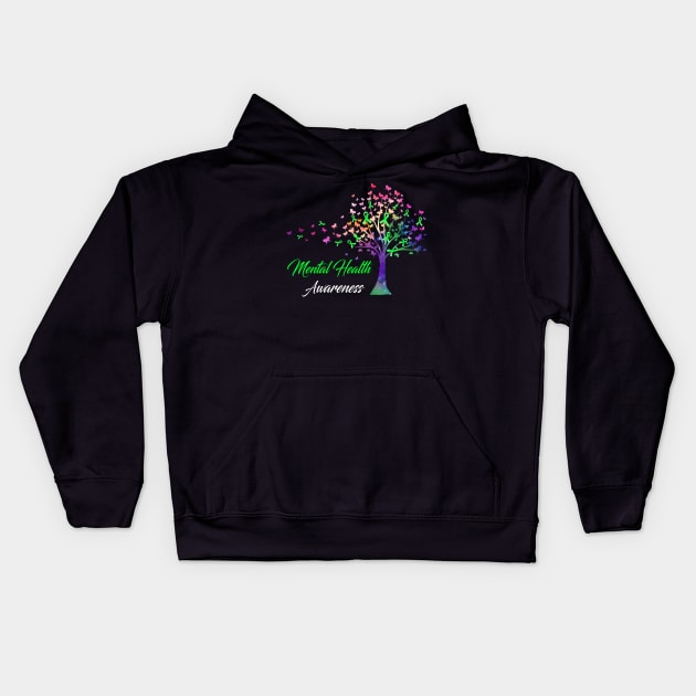 Tree Ribbons Mental Health Awareness Support Mental Health Warrior Gifts Kids Hoodie by ThePassion99